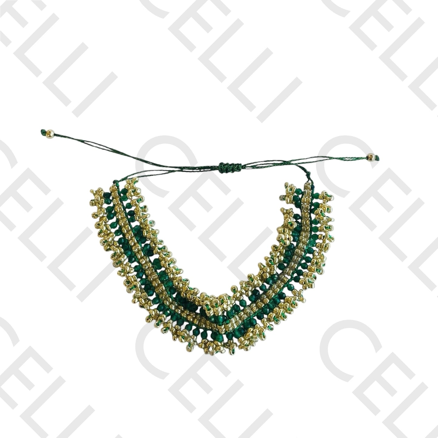 Pulseira de Moda - Missangas e Pedra natural (ajustável)