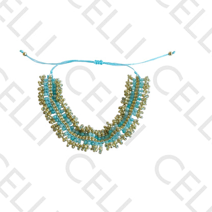 Pulseira de Moda - Missangas e Pedra natural (ajustável)