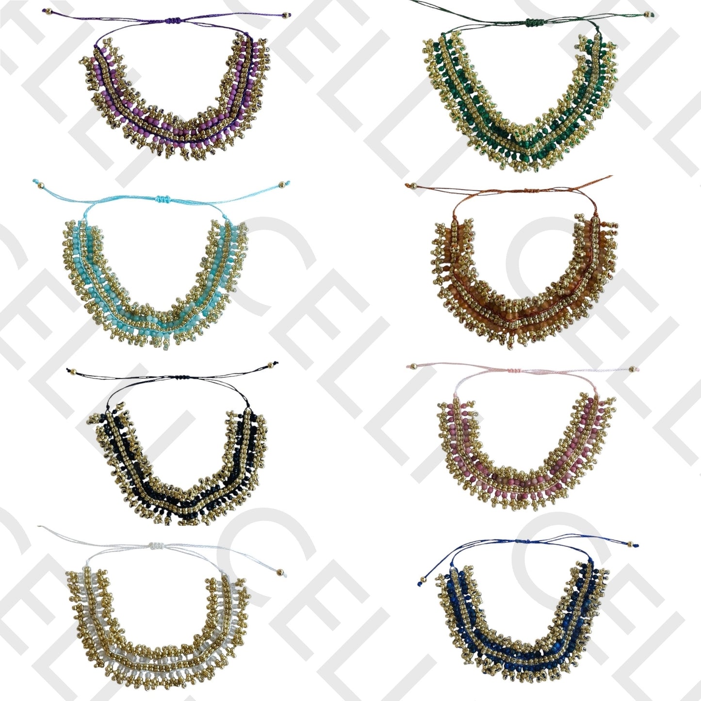 Pulseira de Moda - Missangas e Pedra natural (ajustável)