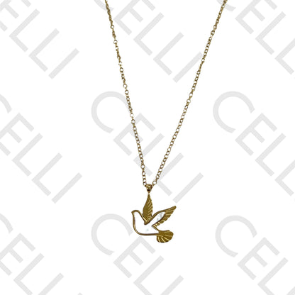 Colar/Brinco de aço - pássaro