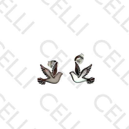 Colar/Brinco de aço - pássaro