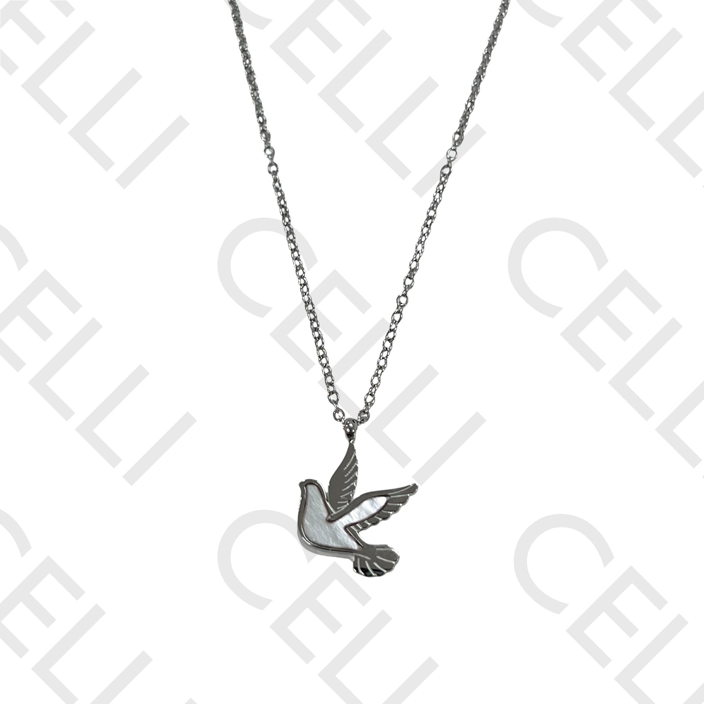 Colar/Brinco de aço - pássaro