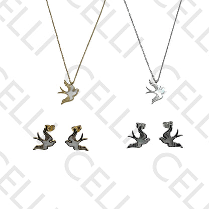 Steel Necklace/Earring - Bird