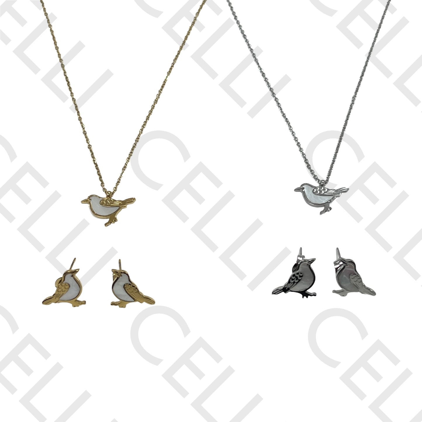 Steel Necklace/Earring - Bird