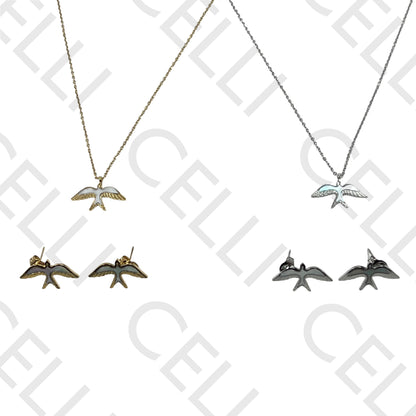 不锈钢项链/耳环 - 鸟形