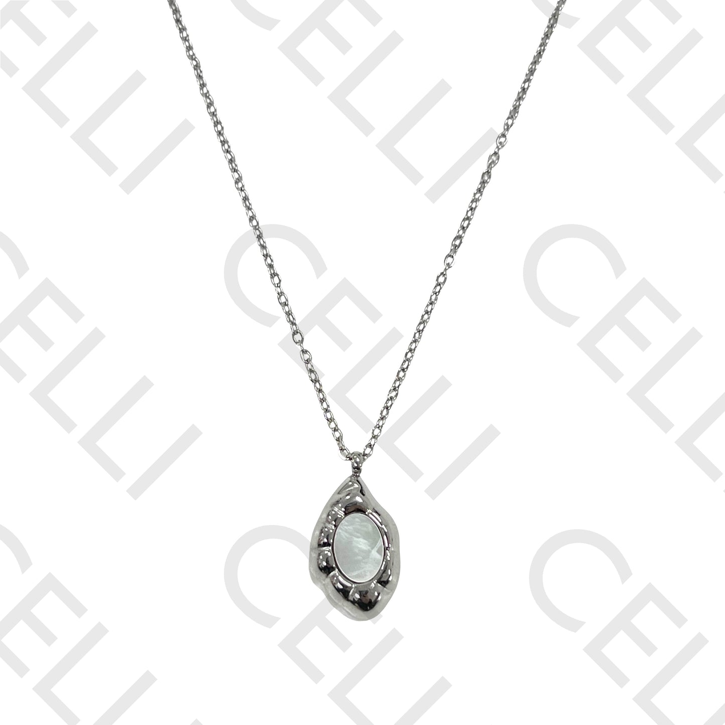 Steel necklace - mother-of-pearl