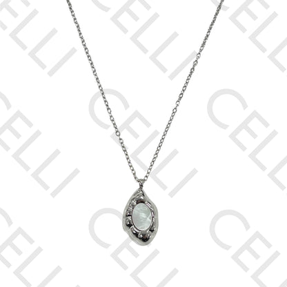 Steel necklace - mother-of-pearl