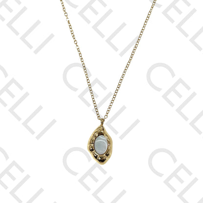 Steel necklace - mother-of-pearl