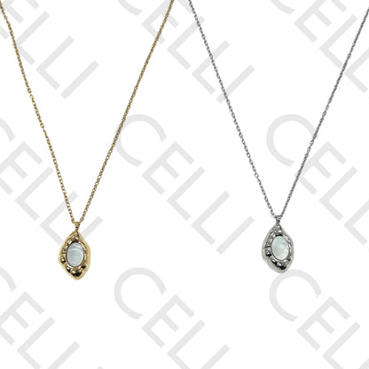 Steel necklace - mother-of-pearl