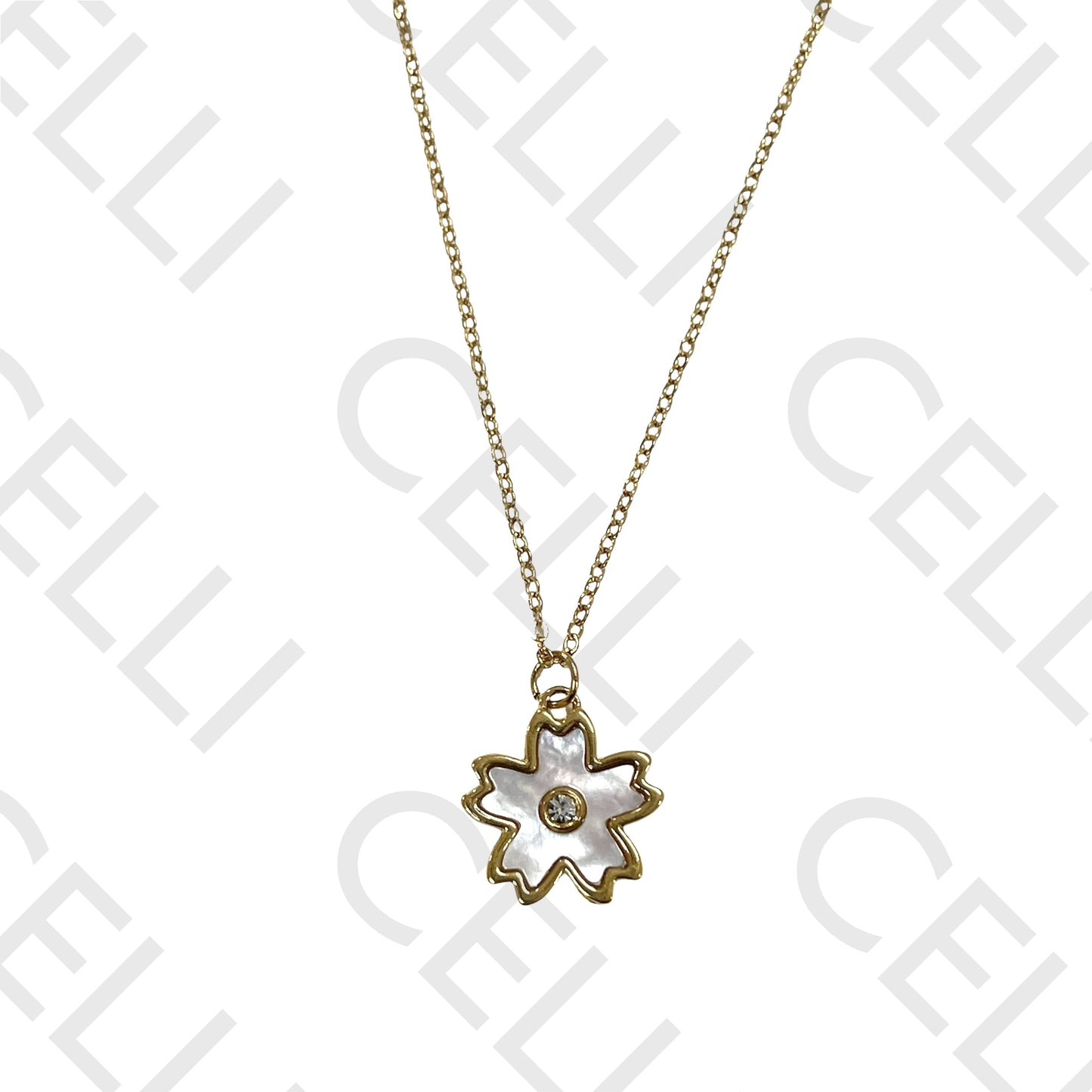 Steel Necklace - Clover with Mother-of-Pearl