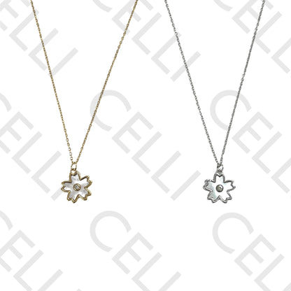 Steel Necklace - Clover with Mother-of-Pearl