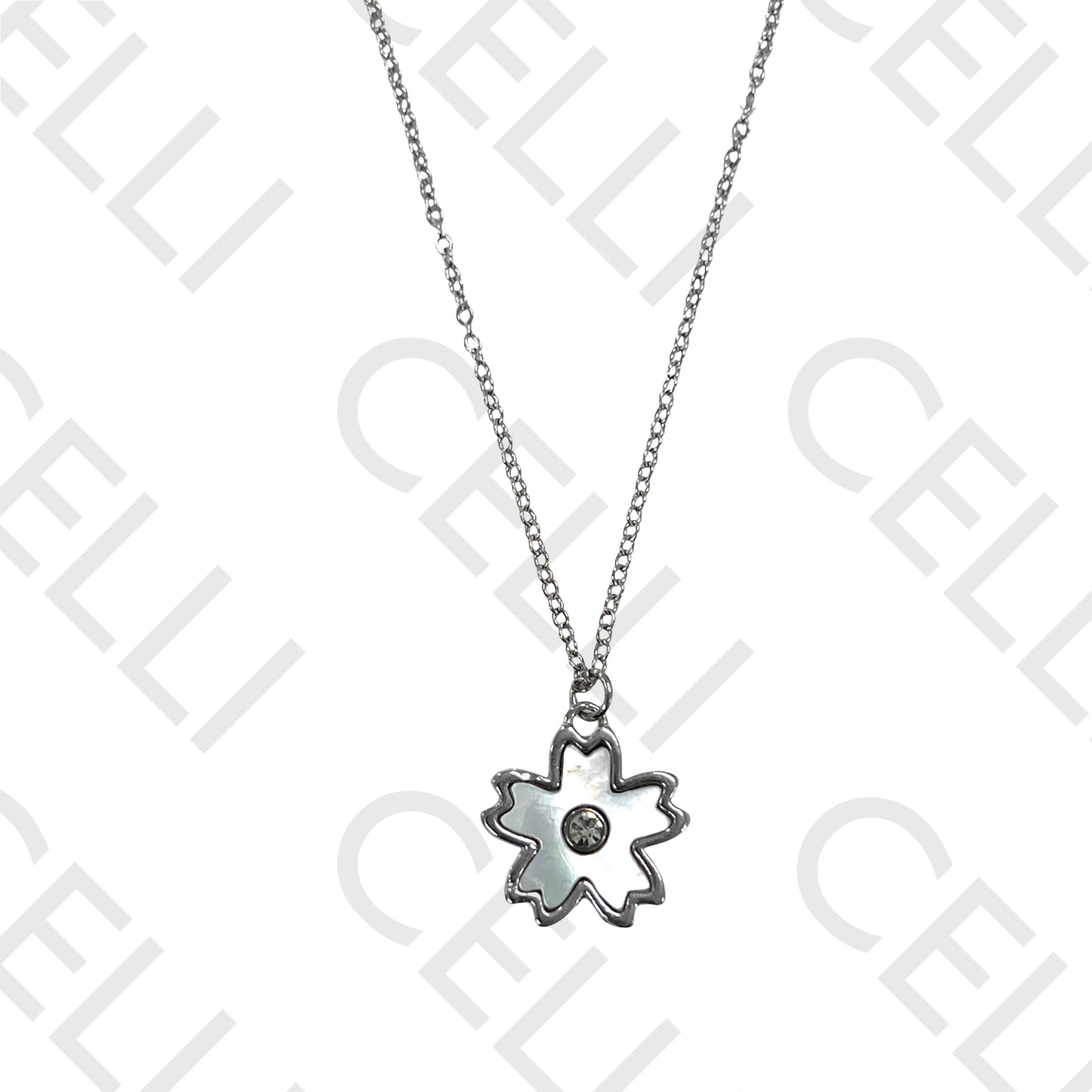 Steel Necklace - Clover with Mother-of-Pearl