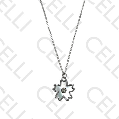 Steel Necklace - Clover with Mother-of-Pearl