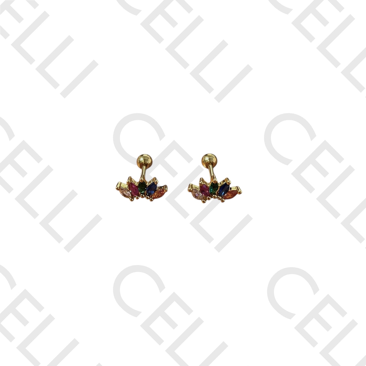 Steel Piercing - 5 Colored Gemstones