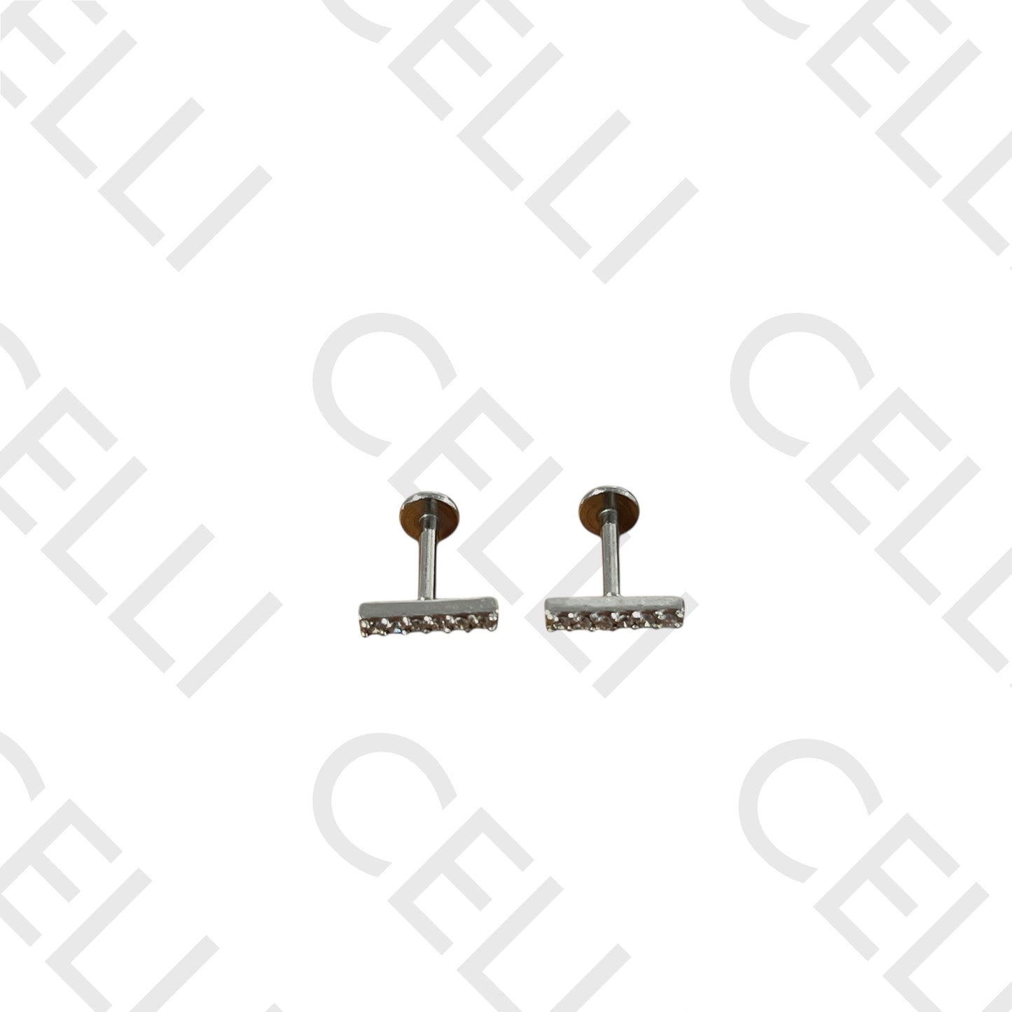 Piercing de Aço - 6 brilhantes em linha