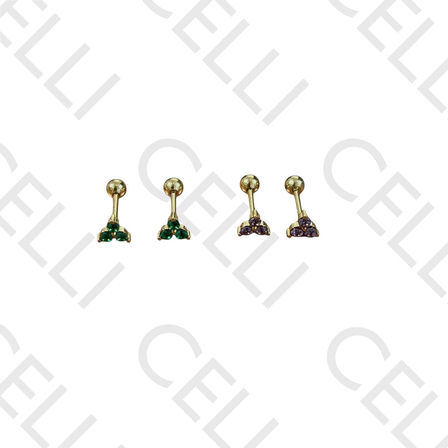 Piercing de Aço - 3 brilhantes em triangulo