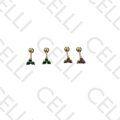 Piercing de Aço - 3 brilhantes em triangulo