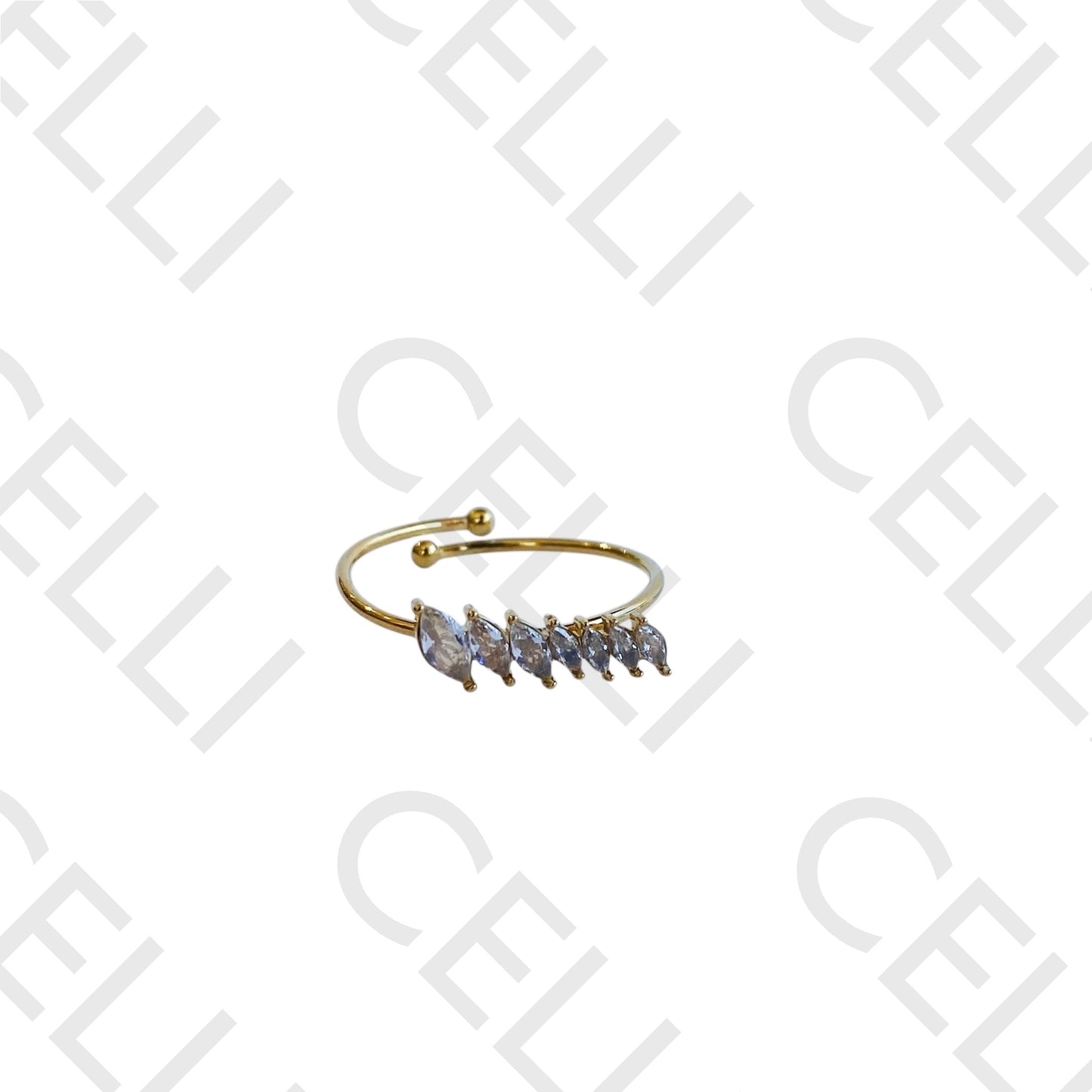 Steel Ring - Oval Brilliant Cut in Line