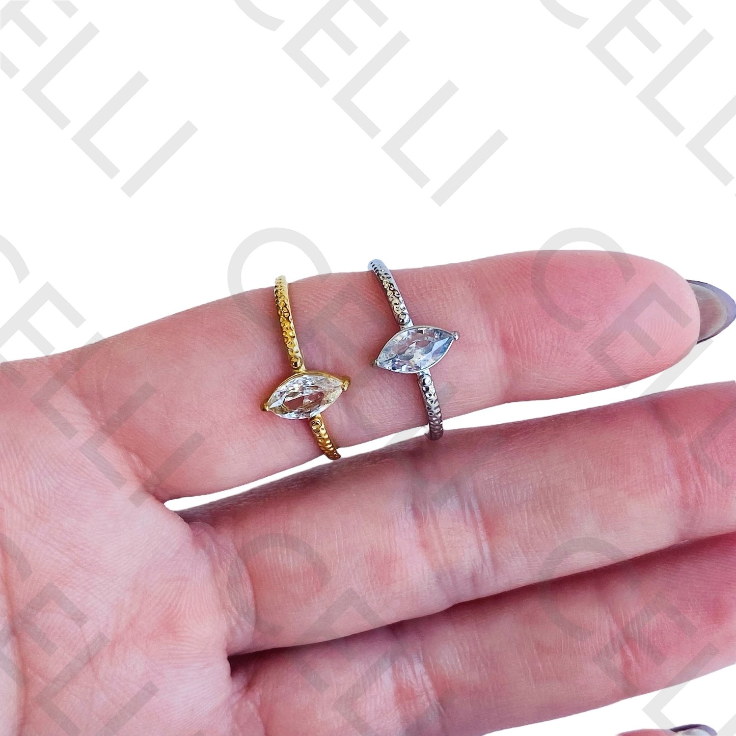 Anel de Aço - brilhante oval