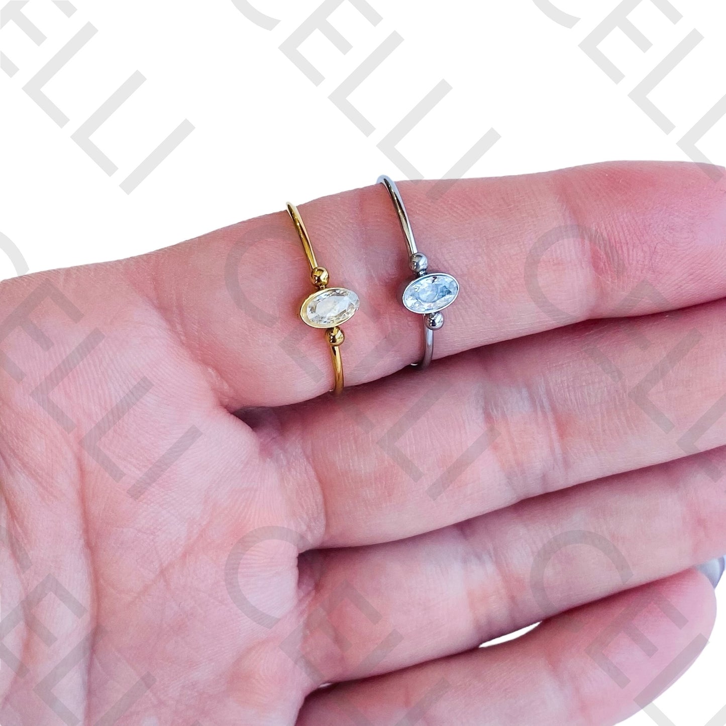 Anel de Aço - brilhante oval