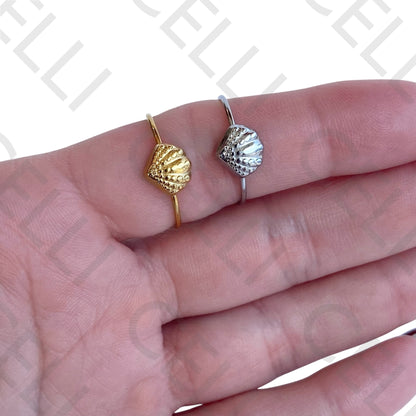 Anel de Aço - concha martelada