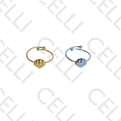 Anel de Aço - concha martelada