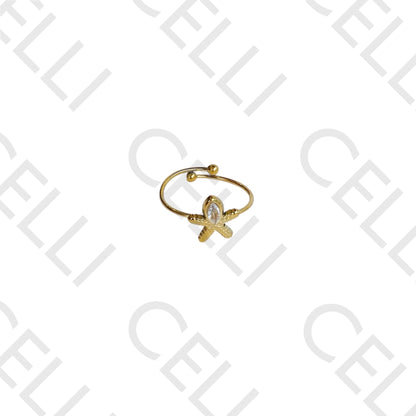 Anel de Aço - estrela do mar com brilhante