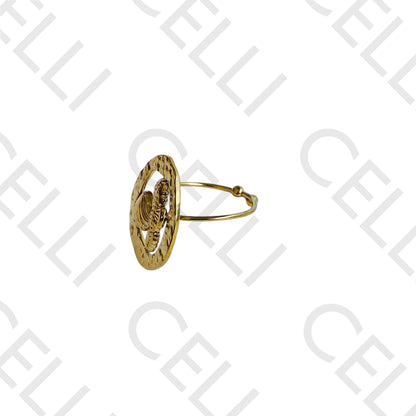 Steel Ring - Seahorse and Shell