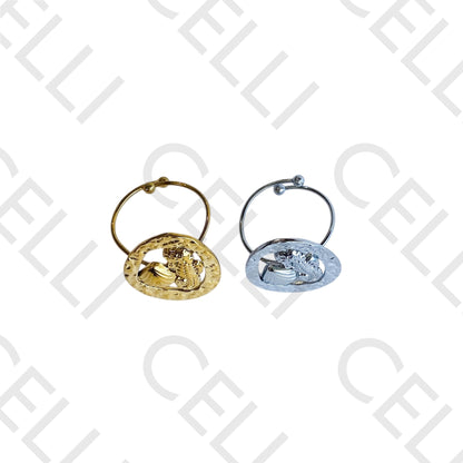 Steel Ring - Seahorse and Shell