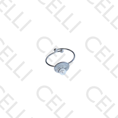 Steel Ring - shell with pearl