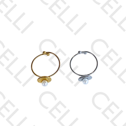 Steel Ring - shell with pearl