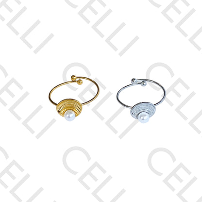 Steel Ring - shell with pearl