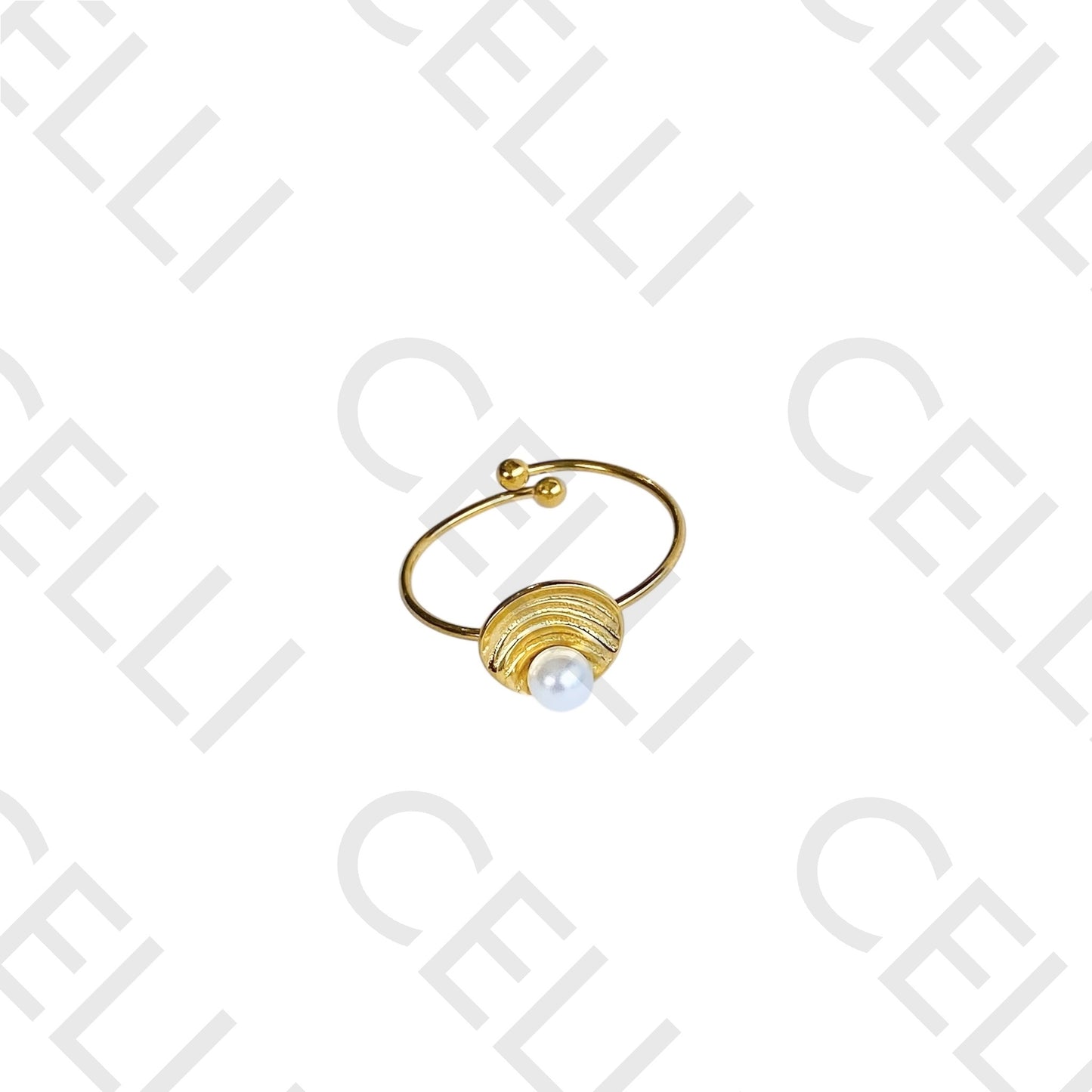 Steel Ring - shell with pearl