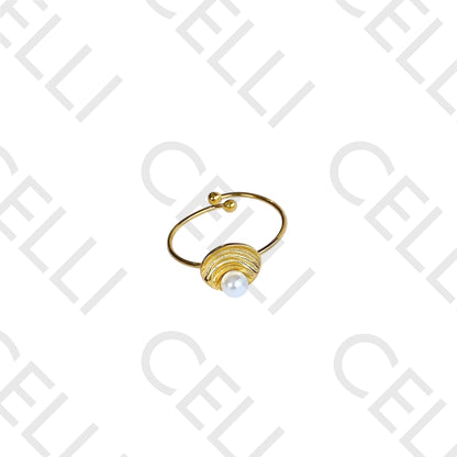 Steel Ring - shell with pearl