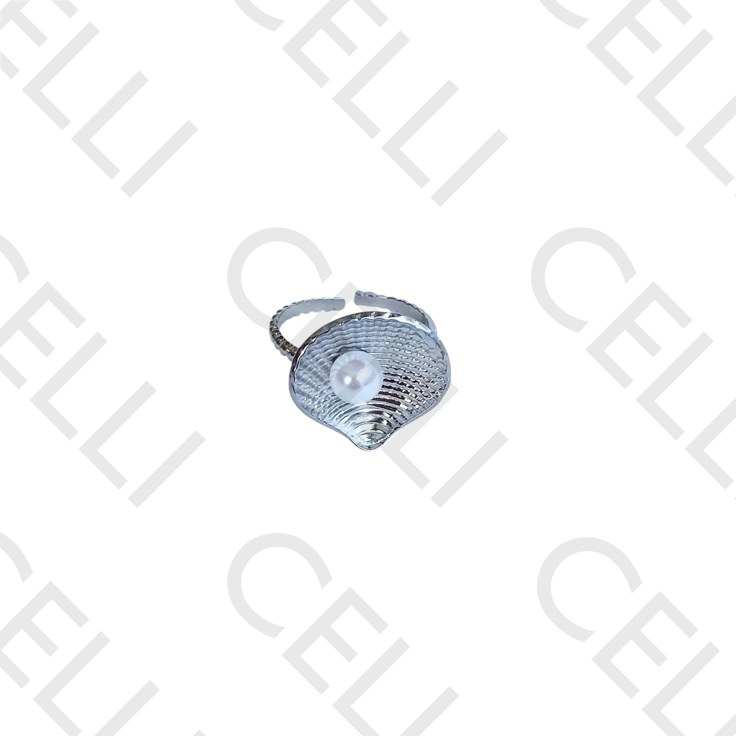 Steel Ring - shell with pearl (larger)