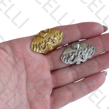 Steel Ring - Seahorse and Shell