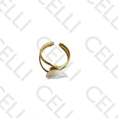 Steel Ring - natural shell and pearl