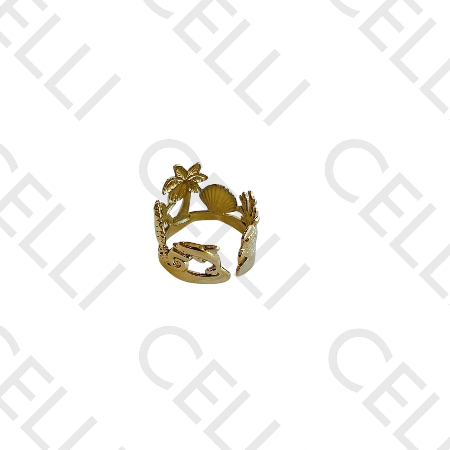 Adjustable Steel Bracelet/Ring - Beach Elements