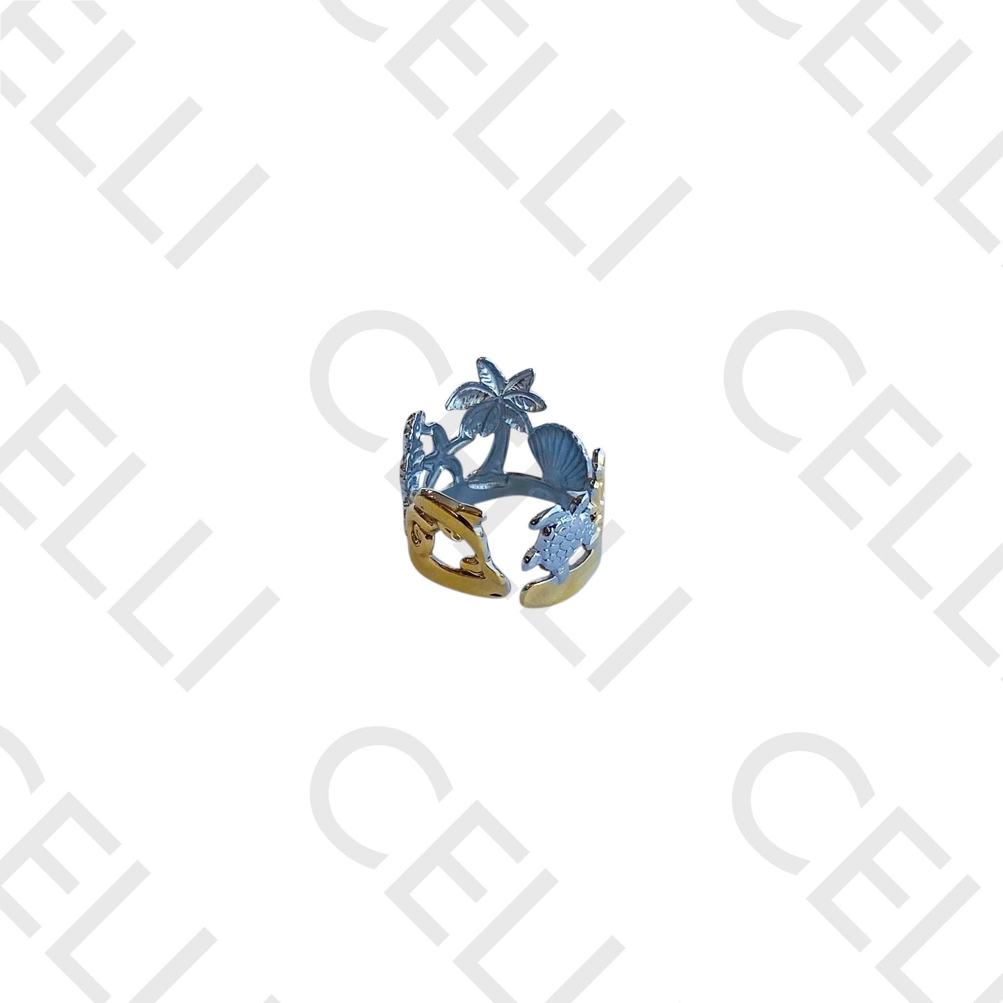 Adjustable Steel Bracelet/Ring - Beach Elements