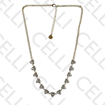 Colar/Pulseira de aço - corações com zircónias