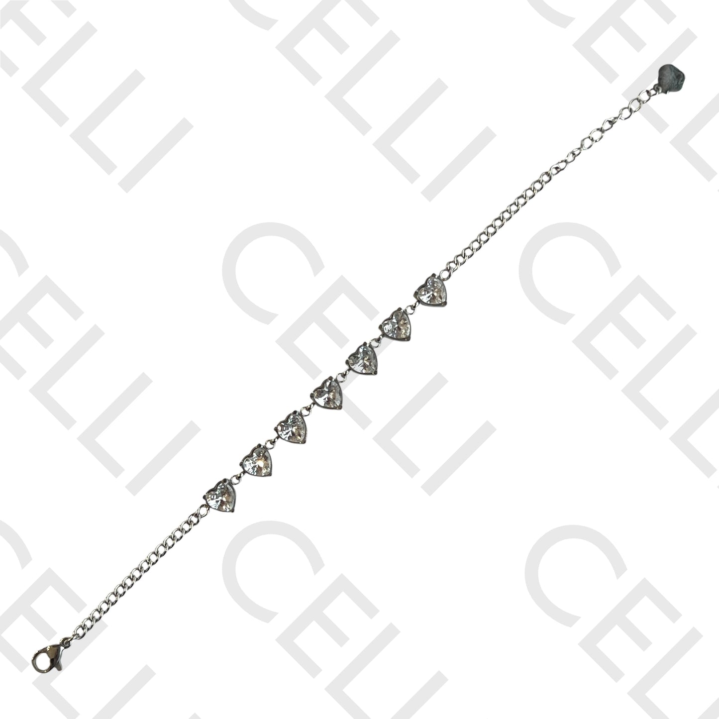 Colar/Pulseira de aço - corações com zircónias