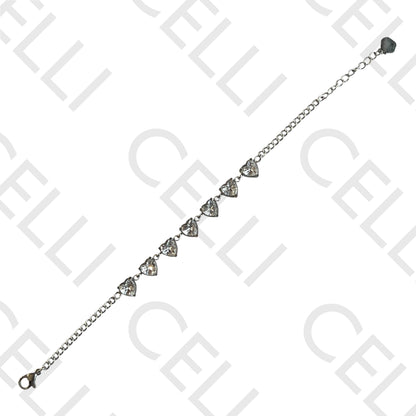 Colar/Pulseira de aço - corações com zircónias