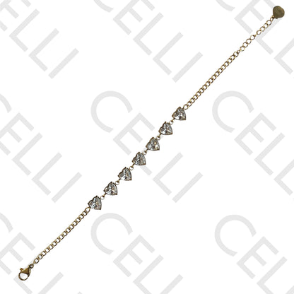 Colar/Pulseira de aço - corações com zircónias
