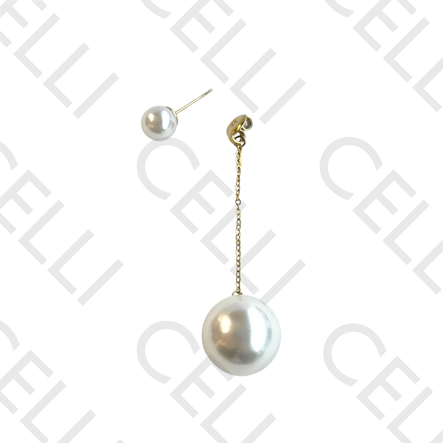 Salto de acero - perla colgante en cadena