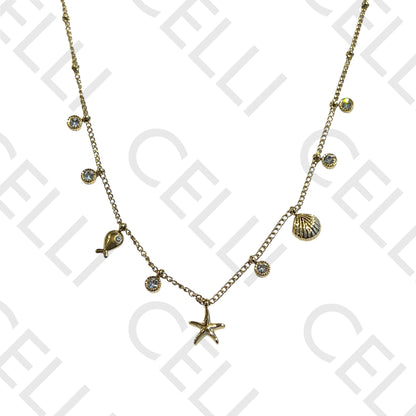 不锈钢项链 - 海洋主题小勋章