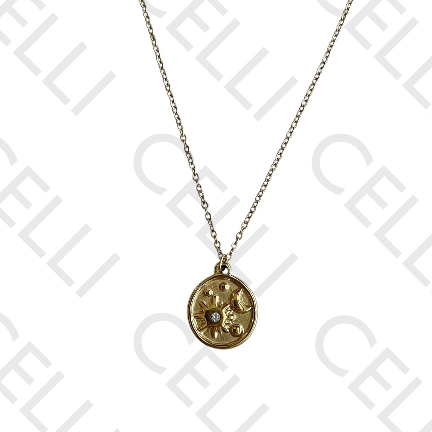 Acero colado - sol y luna con brillante