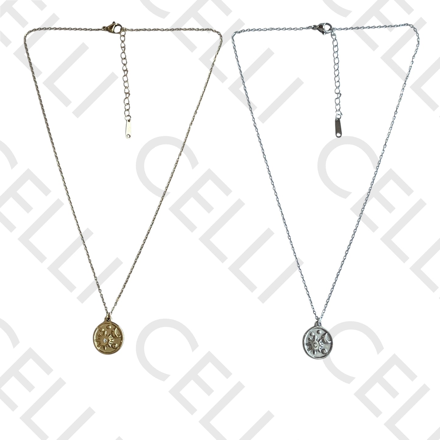 Acero colado - sol y luna con brillante