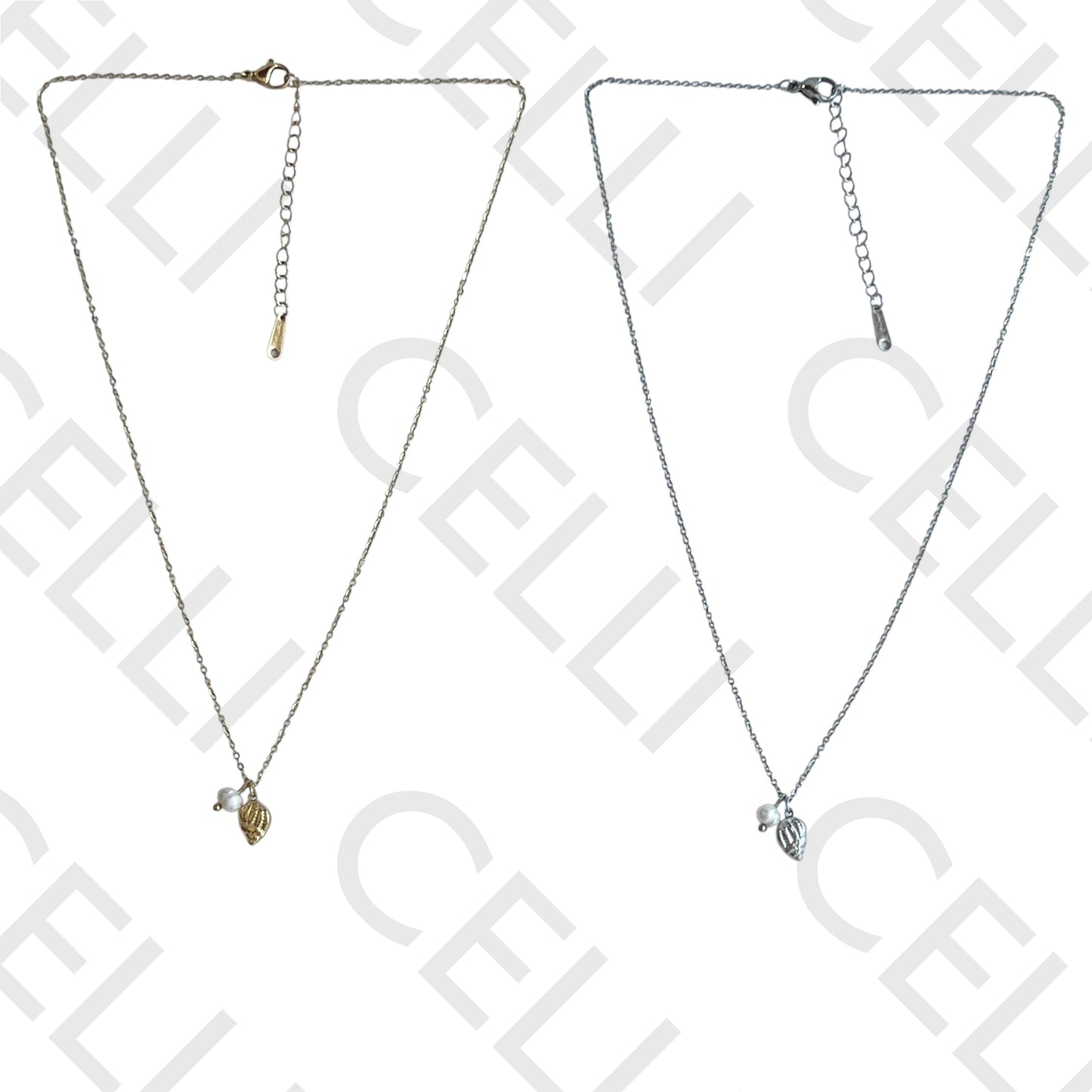 Colar de aço - búzio com pérola