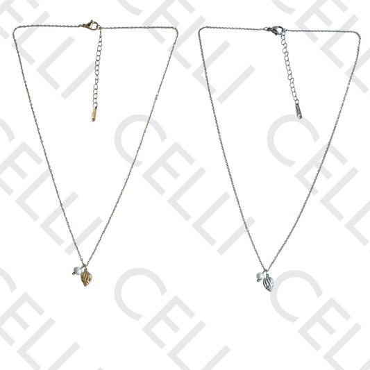 Colar de aço - búzio com pérola