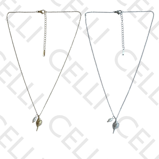 Colar de aço - búzio com pérola